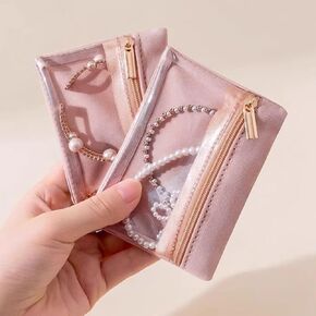 Small Travel Jewelry Pouches, 6PCS Clear Jewelry Organizer Bags with Soft Velvet and Zipper, Pocket Storage Bag Case Purse Organizer for Women Girl Gift in Saudi Arabia