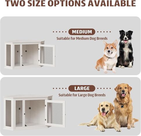 Pukami 44inch Corner Dog Crate Furniture ، أثاث بيت الكلب الخشبي مع شبكة ، منزل الكلب الخشبي المزخرف للاستخدام الداخلي ، للكلب الصغير/المتوسط/الكبير ، مثالي لغرفة محدودة in Kuwait