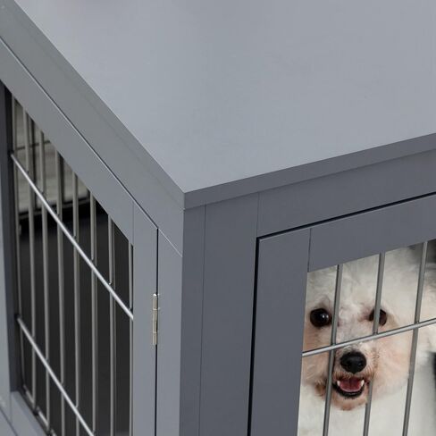 Pawhut Dog Crate Furniture Wire Indoor Pet Kennel Cage ، طاولة نهاية مع أبواب مزدوجة ، أقفال لمنزل الكلب الصغير والمتوسط ​​، الرمادي in Saudi Arabia