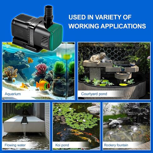 Luckerain Aquarium Pump 800 GPH Submersible Water Pump with Variable Frequency Controller 18ft Cord Amphibious Quiet Return Pump for small Fish Tanks Koi Pond Waterfalls Fountains Gardens and Sumps in Kuwait