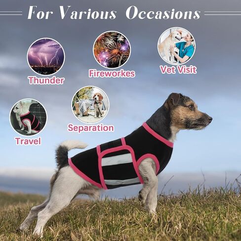 Allroaring Dog Anxiety Vest, Soft Dog Calming Shirt, Reflective Anti-Anxiety Vest Breathable Pet Anxiety Jacket Wrap for Fireworks, Thunderstorms, Separation, Travle, Vet Visits, Black XS in Kuwait