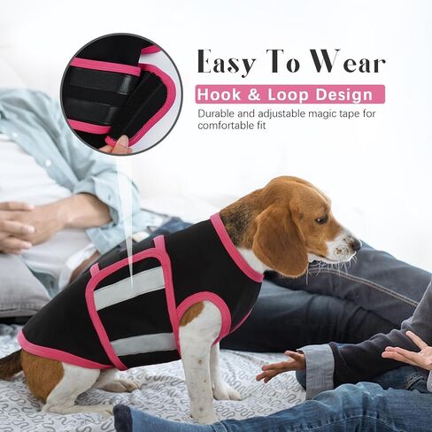 Allroaring Dog Anxiety Vest, Soft Dog Calming Shirt, Reflective Anti-Anxiety Vest Breathable Pet Anxiety Jacket Wrap for Fireworks, Thunderstorms, Separation, Travle, Vet Visits, Black XS in Kuwait