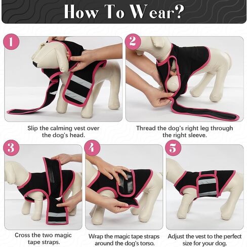 Allroaring Dog Anxiety Vest, Soft Dog Calming Shirt, Reflective Anti-Anxiety Vest Breathable Pet Anxiety Jacket Wrap for Fireworks, Thunderstorms, Separation, Travle, Vet Visits, Black XS in Kuwait