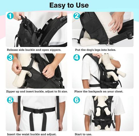 Pawaboo Pet Dog Cog Carrier Backpacks ، ساقين Out Pet Carrier Backpack للكلاب ، حاملات الصدر القابلة للتعديل سهلة الملاءمة للكلاب الصغيرة المتوسطة الحرة للتخييم في المشي لمسافات طويلة ، S ، الأسود in Kuwait