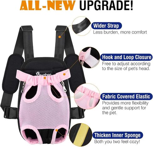 Pawaboo Pet Dog Cog Carrier Backpacks ، ساقين Out Pet Carrier Backpack للكلاب ، حاملات الصدر القابلة للتعديل سهلة الملاءمة للكلاب الصغيرة المتوسطة الحرة للتخييم في المشي لمسافات طويلة ، S ، الأسود in Kuwait