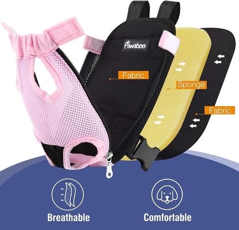 Pawaboo Pet Dog Cog Carrier Backpacks ، ساقين Out Pet Carrier Backpack للكلاب ، حاملات الصدر القابلة للتعديل سهلة الملاءمة للكلاب الصغيرة المتوسطة الحرة للتخييم في المشي لمسافات طويلة ، S ، الأسود in Kuwait