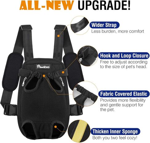 Pawaboo Pet Dog Cog Carrier Backpacks ، ساقين Out Pet Carrier Backpack للكلاب ، حاملات الصدر القابلة للتعديل سهلة الملاءمة للكلاب الصغيرة المتوسطة الحرة للتخييم في المشي لمسافات طويلة ، S ، الأسود in Kuwait
