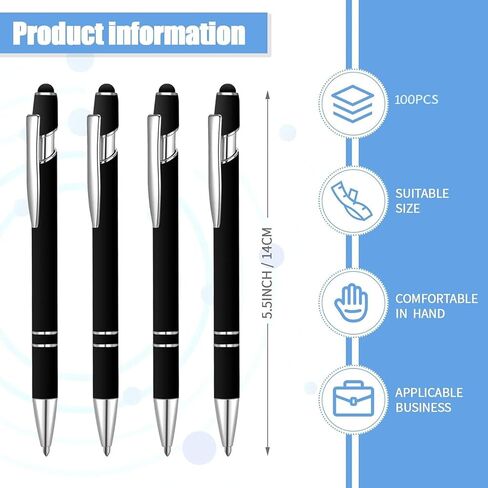 Piezas Con Punta de Lápiz Capacitivo ، Tinta Negra ، 2 En 1 ، Metal De 0.039 Pulgadas ، Punta Media Lisa ، Arco Iris ، Colorido ، De Goma ، Para Tableta de Pantalla Táctil (Randow) in Kuwait