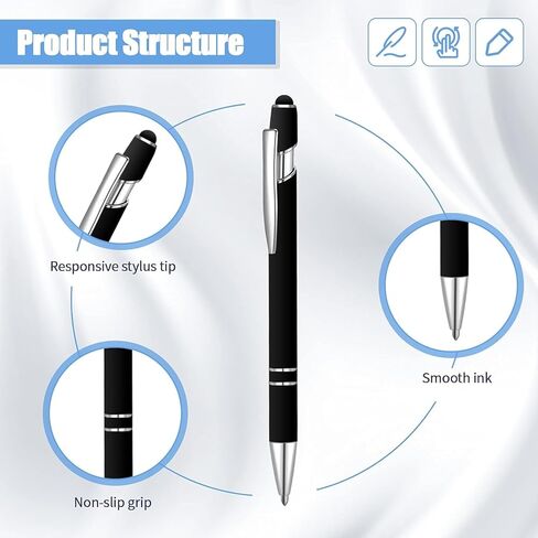 Piezas Con Punta de Lápiz Capacitivo ، Tinta Negra ، 2 En 1 ، Metal De 0.039 Pulgadas ، Punta Media Lisa ، Arco Iris ، Colorido ، De Goma ، Para Tableta de Pantalla Táctil (Randow) in Kuwait