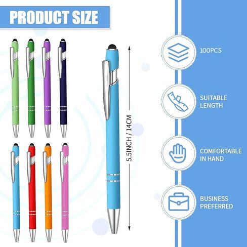 Piezas Con Punta de Lápiz Capacitivo ، Tinta Negra ، 2 En 1 ، Metal De 0.039 Pulgadas ، Punta Media Lisa ، Arco Iris ، Colorido ، De Goma ، Para Tableta de Pantalla Táctil (Randow) in Kuwait