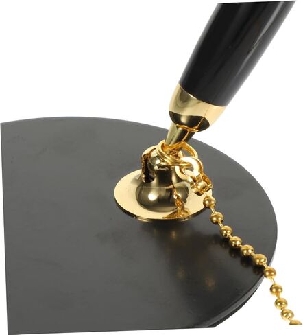 Secure Desktop Pen with Chain and Adhesive Base Multi Function Business Writing Pen for Bank Counters and Office Use Abs Stainless Steel Construction Quick Dry Ink Black with Gold in Saudi Arabia