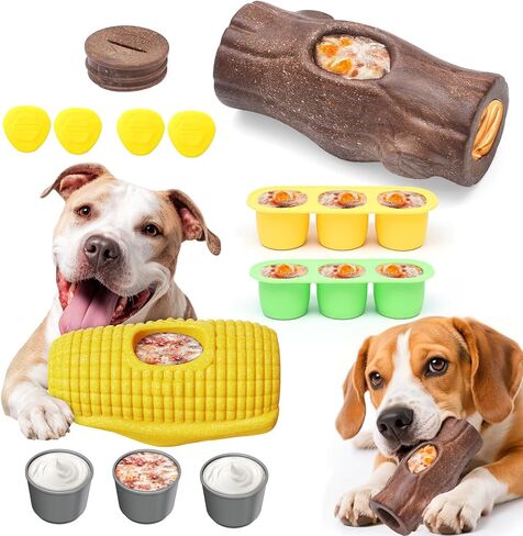 2 Pack Dog Toys for Aggressive Chewers, Interactive Indestructible Dog Toys to Keep Them Busy, Durable Dog Frozen Treat Toy for Large & Medium Dogs, Reduces Anxiety & Extends Playtime, Brown in Kuwait