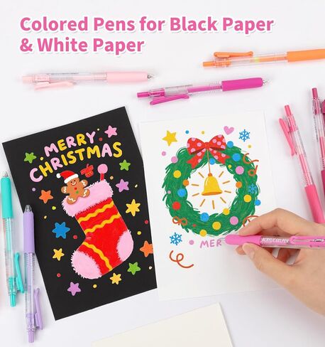 Gel Pens For Coloring, 90 Colors Retractable Colored Pens for Black Paper & White Paper, 0.7mm Fine Point Colorful Pens for Coloring, Writing, Drawing, Journaling, Note Taking, School, Office, Home in Kuwait