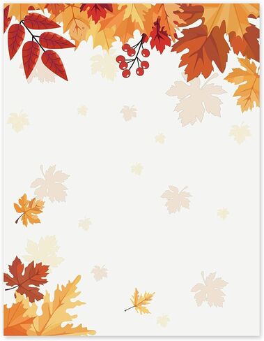 AnyDesign 60 Sheets Fall Stationery Letterhead Paper Autumn Maple Leaves Letter Writing Paper for Thanksgiving Wedding Invitation Printing Notes, 8.5 x 11 Inch, Single-Sided in Saudi Arabia