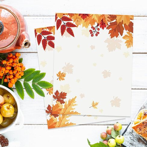 AnyDesign 60 Sheets Fall Stationery Letterhead Paper Autumn Maple Leaves Letter Writing Paper for Thanksgiving Wedding Invitation Printing Notes, 8.5 x 11 Inch, Single-Sided in Saudi Arabia