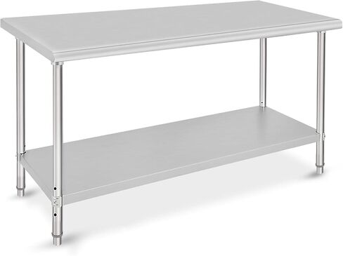 Stainless Steel Kitchen Prep Table - Nsf Commercial Work Table 72 x 30 x 35 Inches With Undershelf, Heavy Duty for Kitchen, Restaurant, Hotel, Silver in Kuwait