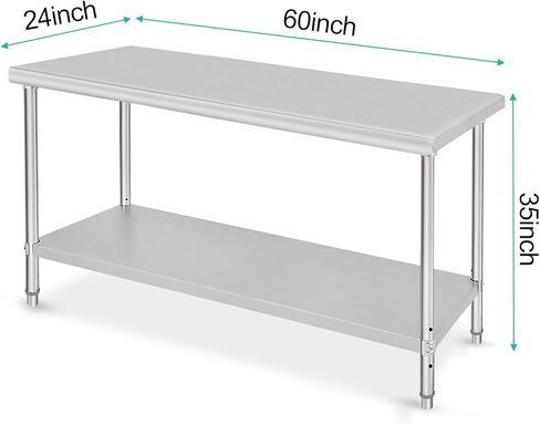 Stainless Steel Kitchen Prep Table - Nsf Commercial Work Table 72 x 30 x 35 Inches With Undershelf, Heavy Duty for Kitchen, Restaurant, Hotel, Silver in Kuwait