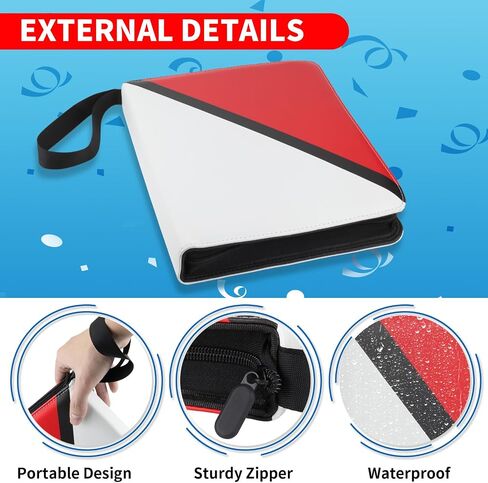 Trading Card Binder 9 Pocket, 900 Pockets Card Holder with 50 Removable Sleeves for Game Cards,Premium Card Book, Game Cards & Sports Cards (Red, 9-Pocket) in Saudi Arabia