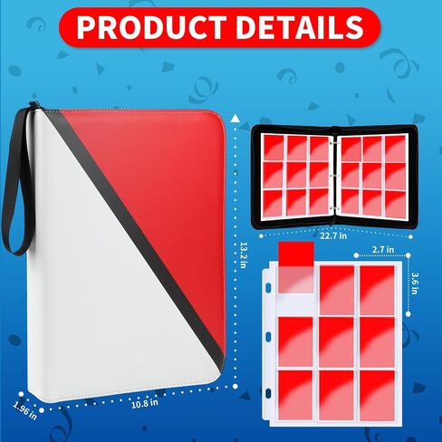 Trading Card Binder 9 Pocket, 900 Pockets Card Holder with 50 Removable Sleeves for Game Cards,Premium Card Book, Game Cards & Sports Cards (Red, 9-Pocket) in Saudi Arabia