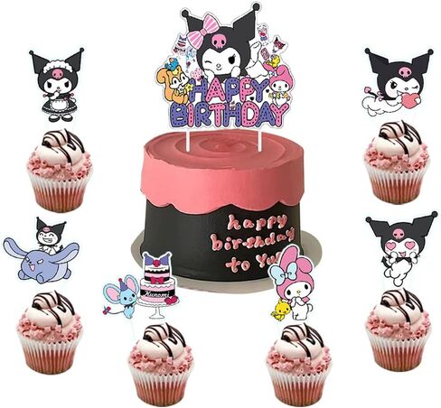 25PCS kuromi and melody Cake Toppers Cupcake Toppers Cake Decorations,kuromi and melody Birthday Party Supplies Decorations (25pcs) in Saudi Arabia