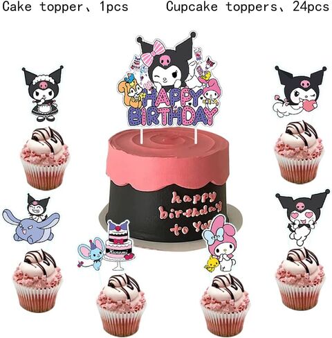 25PCS kuromi and melody Cake Toppers Cupcake Toppers Cake Decorations,kuromi and melody Birthday Party Supplies Decorations (25pcs) in Saudi Arabia