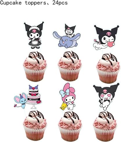 25PCS kuromi and melody Cake Toppers Cupcake Toppers Cake Decorations,kuromi and melody Birthday Party Supplies Decorations (25pcs) in Saudi Arabia