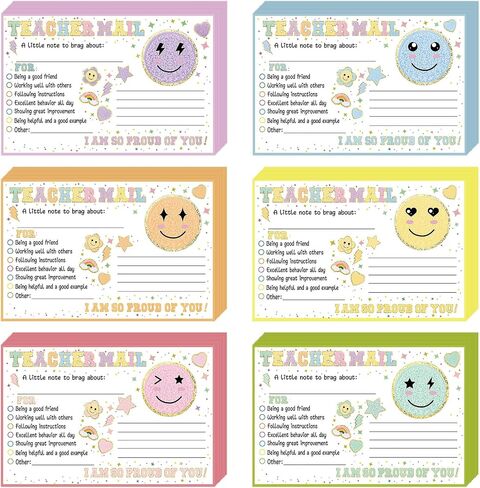 Eersida 60 Pcs Colorful Smile Face Teacher Mail Notes to Parents Classroom Good Behavior Incentive Card Teacher Motivational Postcard to Send Home for Preschool Kindergarten Elementary School Supplies in Saudi Arabia
