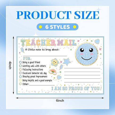 Eersida 60 Pcs Colorful Smile Face Teacher Mail Notes to Parents Classroom Good Behavior Incentive Card Teacher Motivational Postcard to Send Home for Preschool Kindergarten Elementary School Supplies in Saudi Arabia