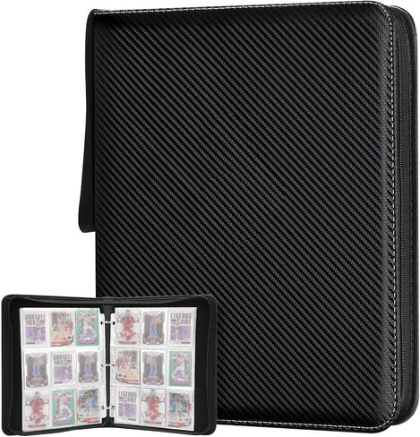 9 Pockets Trading Card Binder, HYMENEX 900 Pockets Baseball Card Binder with Sleeves and Zipper for Game Sports Cards and Kids Organized (Black) in Saudi Arabia