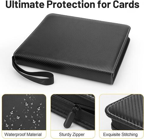 9 Pockets Trading Card Binder, HYMENEX 900 Pockets Baseball Card Binder with Sleeves and Zipper for Game Sports Cards and Kids Organized (Black) in Saudi Arabia