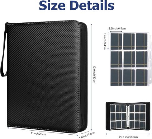 9 Pockets Trading Card Binder, HYMENEX 900 Pockets Baseball Card Binder with Sleeves and Zipper for Game Sports Cards and Kids Organized (Black) in Saudi Arabia