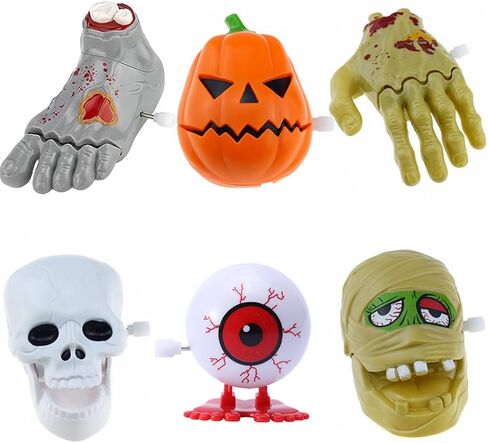 6 Pack Halloween Wind Up Toys, Assorted Clockwork Toys Halloween Wind-Up Toys Assortments Mini Jumping Walking Toys Goody Bag Fillers Halloween Party Favors for Kids Boys and Girls (Type A) in Saudi Arabia