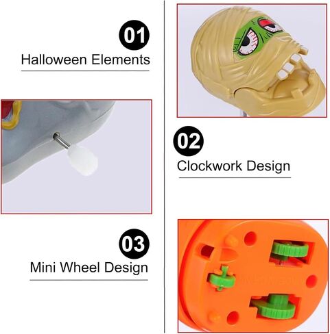 6 Pack Halloween Wind Up Toys, Assorted Clockwork Toys Halloween Wind-Up Toys Assortments Mini Jumping Walking Toys Goody Bag Fillers Halloween Party Favors for Kids Boys and Girls (Type A) in Saudi Arabia