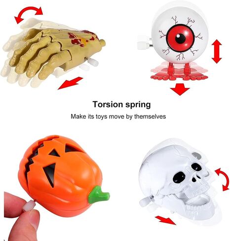 6 Pack Halloween Wind Up Toys, Assorted Clockwork Toys Halloween Wind-Up Toys Assortments Mini Jumping Walking Toys Goody Bag Fillers Halloween Party Favors for Kids Boys and Girls (Type A) in Saudi Arabia