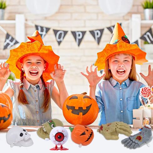 6 Pack Halloween Wind Up Toys, Assorted Clockwork Toys Halloween Wind-Up Toys Assortments Mini Jumping Walking Toys Goody Bag Fillers Halloween Party Favors for Kids Boys and Girls (Type A) in Saudi Arabia