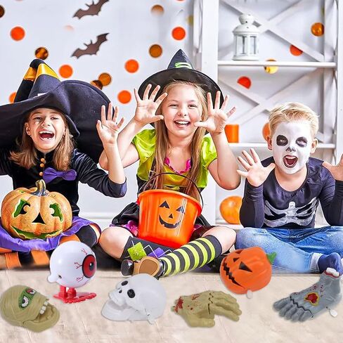 6 Pack Halloween Wind Up Toys, Assorted Clockwork Toys Halloween Wind-Up Toys Assortments Mini Jumping Walking Toys Goody Bag Fillers Halloween Party Favors for Kids Boys and Girls (Type A) in Saudi Arabia