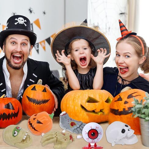 6 Pack Halloween Wind Up Toys, Assorted Clockwork Toys Halloween Wind-Up Toys Assortments Mini Jumping Walking Toys Goody Bag Fillers Halloween Party Favors for Kids Boys and Girls (Type A) in Saudi Arabia