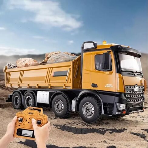 1:14 Scale RC Dump Truck ، 4WD 2.4GHz RC Truck مع مقطورة ، مركبة بناء 12CH RC مع الخفيفة والصوت ، التوجيه رباعي العجلات ، سيارة RC لعبة عيد ميلاد Boy Girl ، in Kuwait