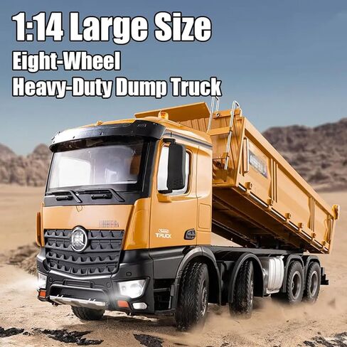 1:14 Scale RC Dump Truck ، 4WD 2.4GHz RC Truck مع مقطورة ، مركبة بناء 12CH RC مع الخفيفة والصوت ، التوجيه رباعي العجلات ، سيارة RC لعبة عيد ميلاد Boy Girl ، in Kuwait