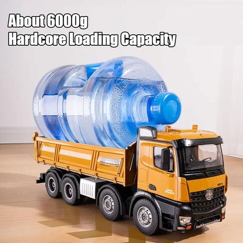 1:14 Scale RC Dump Truck ، 4WD 2.4GHz RC Truck مع مقطورة ، مركبة بناء 12CH RC مع الخفيفة والصوت ، التوجيه رباعي العجلات ، سيارة RC لعبة عيد ميلاد Boy Girl ، in Kuwait