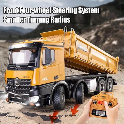 1:14 Scale RC Dump Truck ، 4WD 2.4GHz RC Truck مع مقطورة ، مركبة بناء 12CH RC مع الخفيفة والصوت ، التوجيه رباعي العجلات ، سيارة RC لعبة عيد ميلاد Boy Girl ، in Kuwait