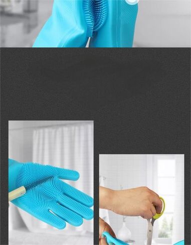 Upgraded Pet Grooming Gloves, Bite Resistant & Silicone Gloves for Shedding, Bathing, Massaging – Fit Dogs and Cats, Blue in Saudi Arabia