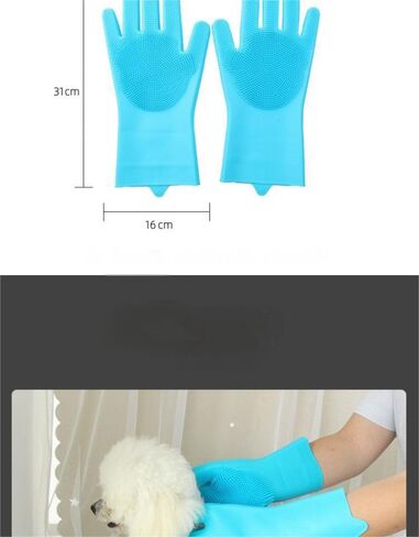 Upgraded Pet Grooming Gloves, Bite Resistant & Silicone Gloves for Shedding, Bathing, Massaging – Fit Dogs and Cats, Blue in Saudi Arabia