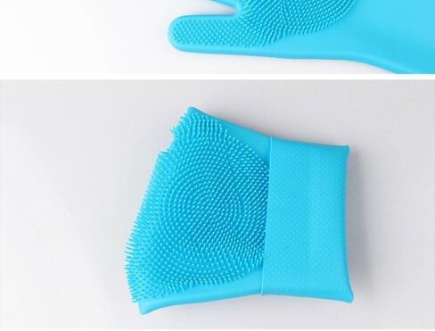 Upgraded Pet Grooming Gloves, Bite Resistant & Silicone Gloves for Shedding, Bathing, Massaging – Fit Dogs and Cats, Blue in Saudi Arabia