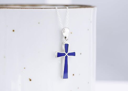 AeraVida Spiritual Minimalist Christian Cross Pink Mother of Pearl .925 Sterling Silver Pendant Necklace | Religous Necklace Jewelry for Women | Jewelry Gift in Saudi Arabia