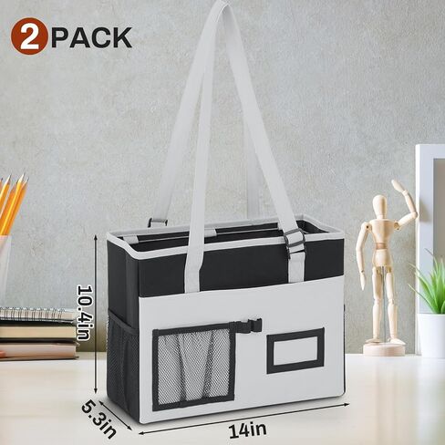 2 Pack File Folder Organizer Box Hanging File Tote Bag with Front Pocket and Handle Desktop Letter Size Folder Box Collapsible Portable Document Storage Bag for Office, Home, School, Travel in Saudi Arabia