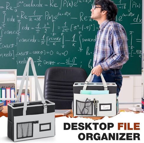 2 Pack File Folder Organizer Box Hanging File Tote Bag with Front Pocket and Handle Desktop Letter Size Folder Box Collapsible Portable Document Storage Bag for Office, Home, School, Travel in Saudi Arabia