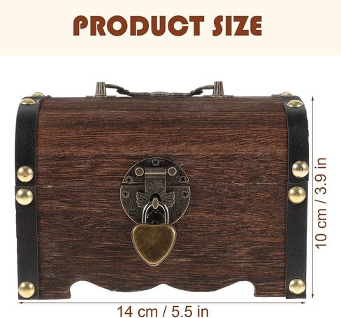 Nuobesty Piggy Bank ، 14x10cm عتيقة الكنز الخشبي صندوق الصدر الخشبي الأموال الادخار مربع JAR لتخزين العمود in Kuwait