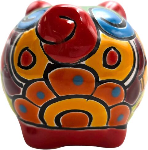 Talavera Piggy Bank Money Bank Mexican Pottery Folk Art يدويًا مصنوع يدويًا مصنوعًا متعدد الألوان (Multi 16) in Kuwait