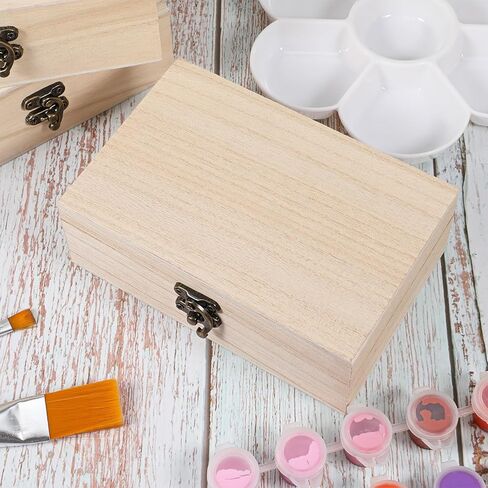 8 حزمة غير مكتملة صندوق خشبي 6 "× 4" × 2 "مربعات مجوهرات تخزين DIY صناديق تذكار صغيرة للحرف اليدوية in Kuwait